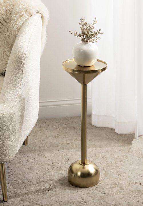 Kate and Laurel Frisk Modern Round Drink Table; 8 x 8 x 23; Gold; Metal Martini Table with Pedestal Table Design for Use as Small Indoor Plant Stand