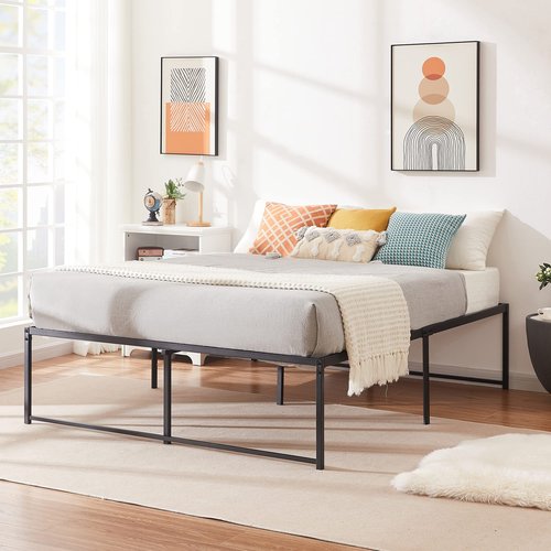 VECELO 18" Metal Platform Tall Bed Frame,Mattress Foundation/No Box Spring Needed/Heavy Duty Steel Slat Support (Full Size)