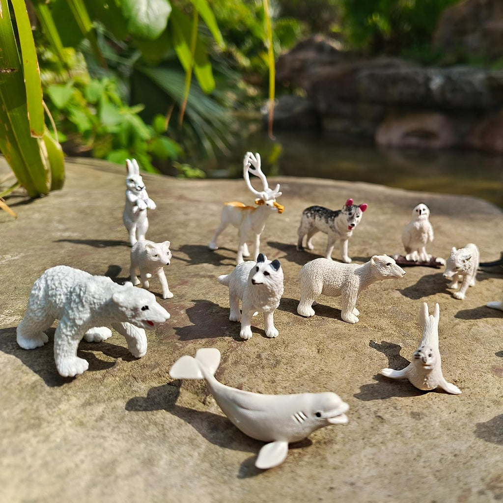 SCAHOW 26Pcs Arctic Animal Figures - Realistic Polar Animal Toys for Kids | Perfect Cake Toppers & Gifts