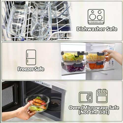 M MCIRCO Glass Food Storage Containers - 30-Piece Airtight Meal Prep Set | Snap Locking Lids, Microwave & Oven Safe