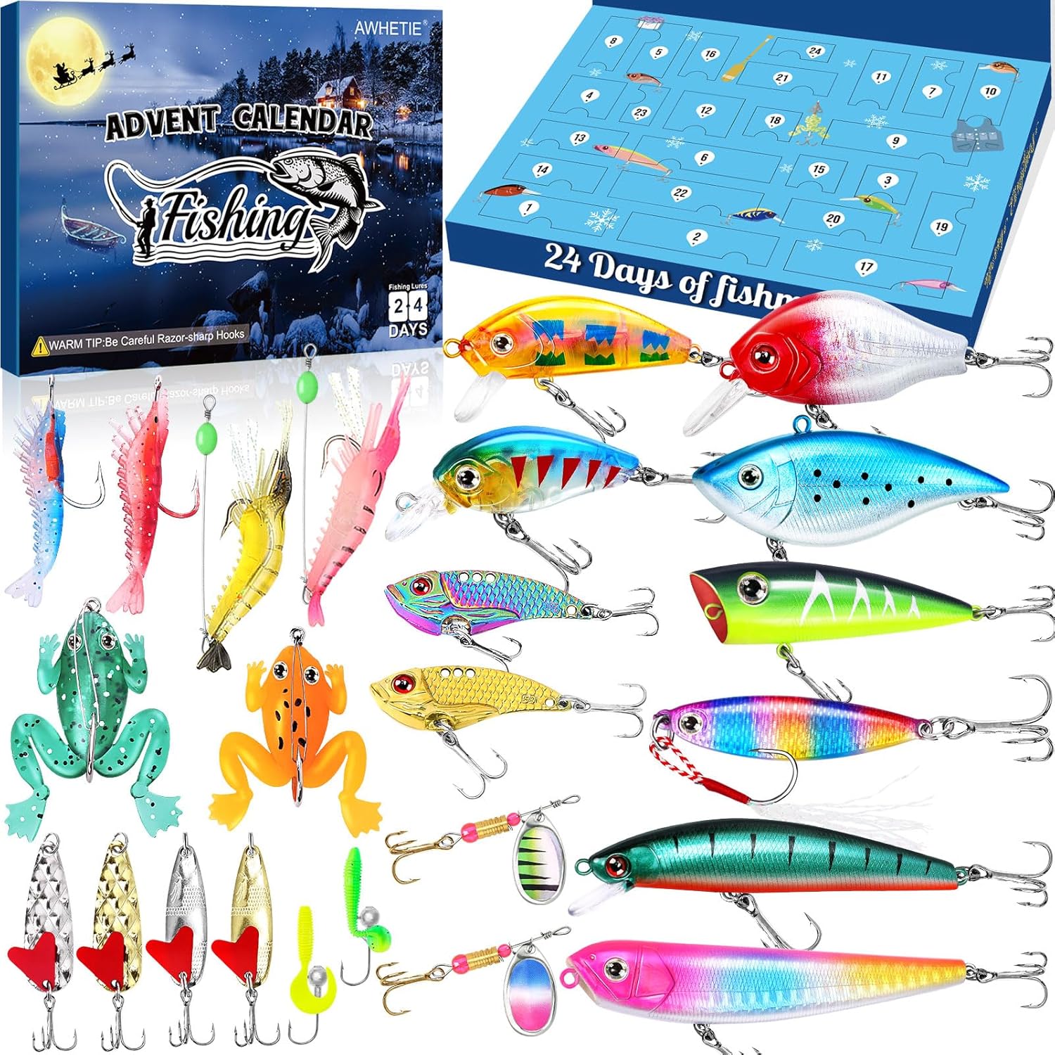Skiennix Fishing Advent Calendar 2025 - 24 Days of Fishing Lures for Men & Teens | Perfect Christmas Countdown