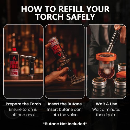 Silva Imbue Whiskey Smoker Kit with Torch – 6 Wood Chips, Oak Lid, Glasses, Ice Molds, Bar Tools & Recipe Book – Whiskey & Bourbon Cocktail Smoker Set
