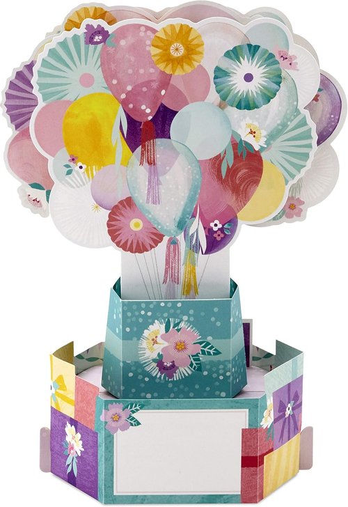 Hallmark Pop-Up Birthday Card for Women - Beautiful Flower Balloons Design