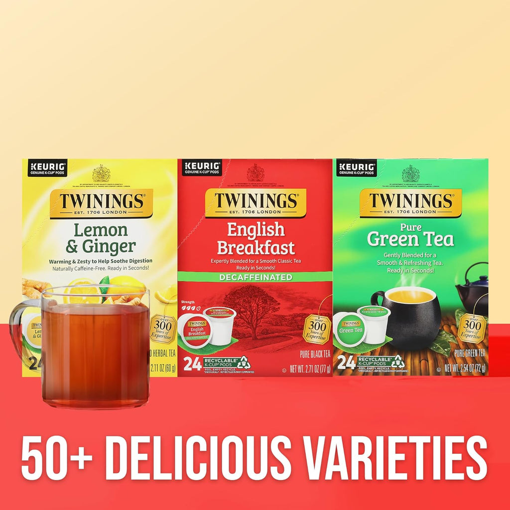 Twinings Decaffeinated English Breakfast Black Tea K-Cup Pods - Smooth & Flavorful, 24 Count