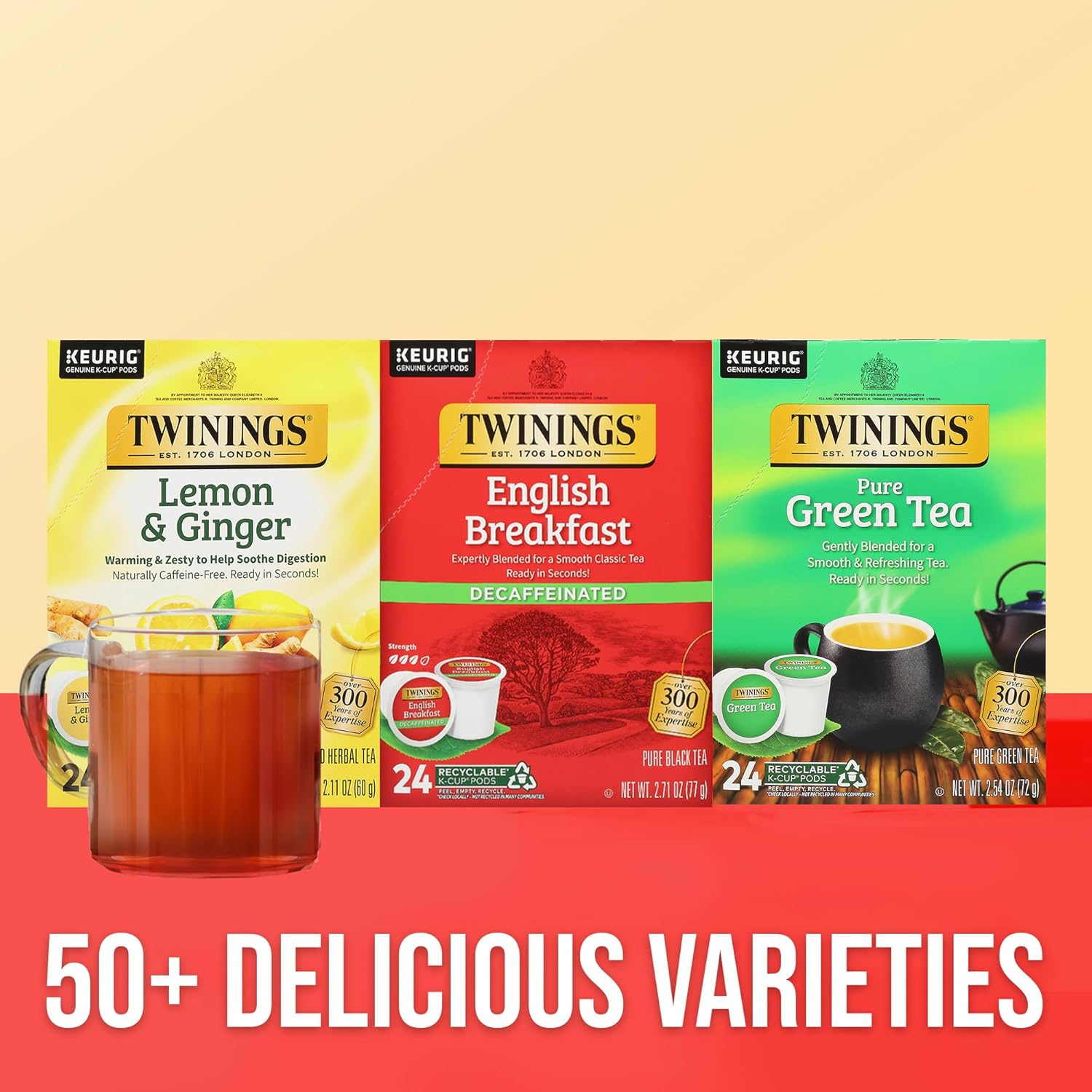 Twinings Decaffeinated English Breakfast Black Tea K-Cup Pods - Smooth & Flavorful, 24 Count