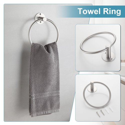 BVL Towel Racks for Bathroom 4 Pieces,Brushed Nickel Stainless Steel Bathroom Accessories Set Wall Mounted Included 24 Inches Towel bar,Towel Holder,Toilet Paper Holder,Robe Hook