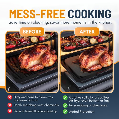 Toaster Oven Liners for Bottom of Oven (4 Pack) Reusable Non-Stick Heat Resistant Toaster Liners, Compatible with Ninja, Cuisinart, Emeril Lagasse & More, Toaster Mat, 12"x12" (Silver)