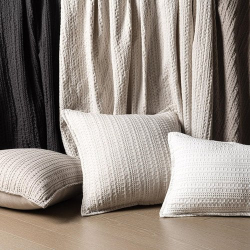 Foindtower Set of 2 Decorative Cotton Waffle Weave Throw Pillow Covers Euro Shams Cushion Covers Accent European Pillowcase for Bed Couch Sofa Bedroom Living Room Home Decor 20×20 Inch Oatmeal