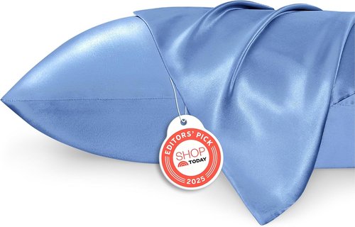 Bedsure Satin Pillowcase - Luxurious Silk-Like Feel | Standard Size 20x26 Inches, Sky Blue, 2-Pack
