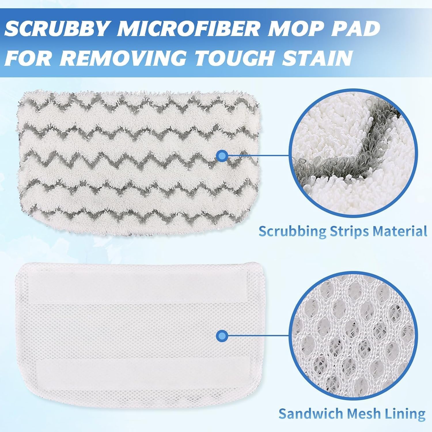 Shark 6 Pack Steam Mop Replacement Pads - Durable Microfiber, Washable for Pet Owners & Families