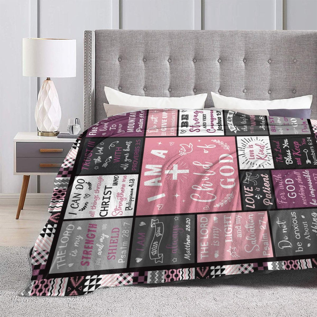 Christian Gifts for Women Blanket, Inspirational Religious Birthday Gifts, Baptism Confirmation Gifts for Girls, I Am a Child of God Blankets, Bible Verse Blanket 60"x50"