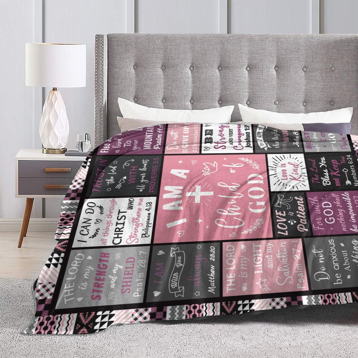 Christian Gifts for Women Blanket, Inspirational Religious Birthday Gifts, Baptism Confirmation Gifts for Girls, I Am a Child of God Blankets, Bible Verse Blanket 60"x50"