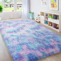 Ophanie Rainbow Purple Mermaid Area Rug - Soft Fluffy Shag Carpet for Kids' Room | 6x9 Size