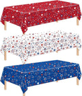 3 Pcs Patriotic Tablecloth | 4th of July Red, White & Blue Disposable Table Cover - 54 x 108 Inch