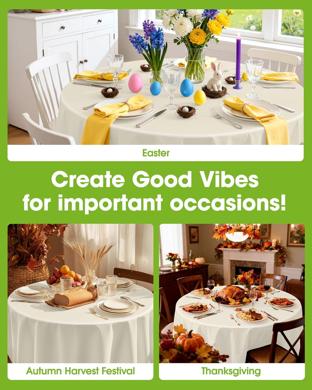 Pureegg Disposable Plastic Table Cloths - 84'' Round, Sturdy & Leakproof, Beige | 10 Pack for Parties & Weddings