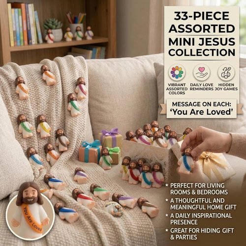Mini Jesus Figurines by [Brand Name] - 33PCS Multicolor Christian Statues for Easter Gifts & Party Favors