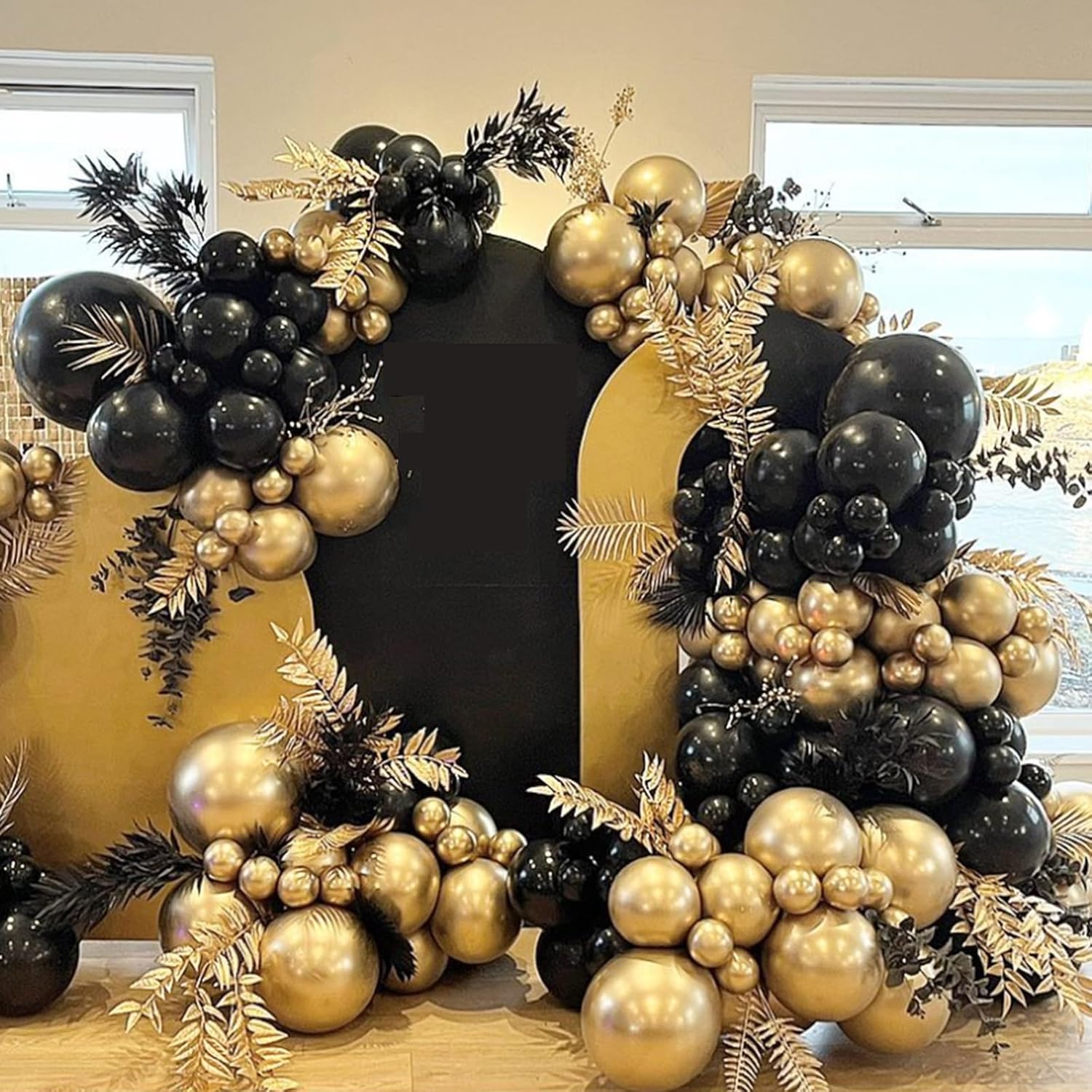 YMSZ Black and Gold Balloons - 67pcs 12 Inch Metallic Balloons for Birthday & Party Decorations