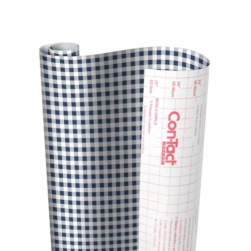 Con-Tact Brand Creative Covering, 09F-C9A5E3-12, Adhesive Vinyl Shelf Liner and Drawer Liner, Navy Plaid, 18" x 9 '