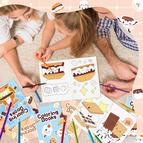Marshmallow Mini Coloring Books - 24-Pack Campfire-Themed Art for Kids | Perfect Birthday Party Favors