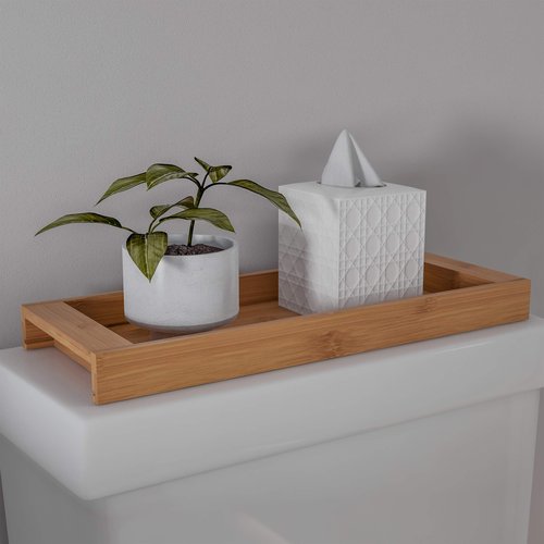Bamboo Bathroom Vanity Tray-Natural Wood Eco-Friendly Holder for Towels, Toiletries, Cosmetics, Décor and More-Modern Bath Accessories by Lavish Home