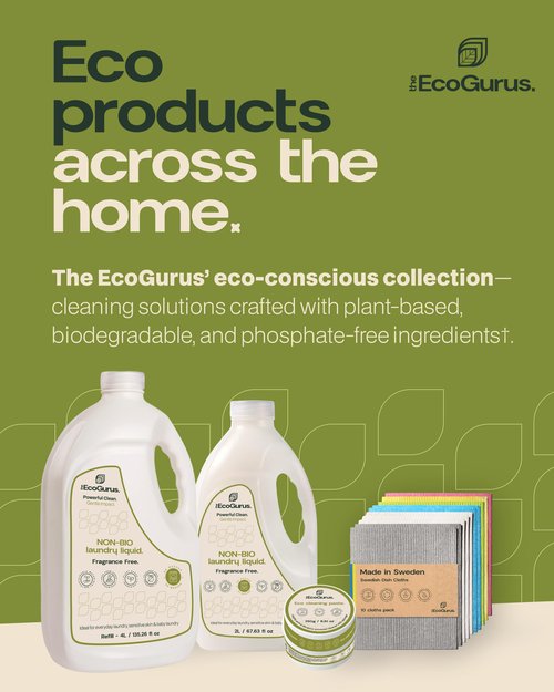 The EcoGurus Original Swedish Dishcloth – Made in Sweden, 10 Cloths, Reusable & Biodegradable Cellulose Sponge for Kitchen, Suitable for All Surfaces, Odour Resistant Eco Cleaning – Multi-Coloured