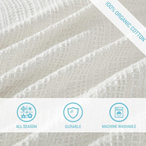 Tommy Bahama - Full/Queen Blanket, Ultra Soft Organic Woven Bedding, Coastal Inspired Bedding Essentials (Sandline White, Full/Queen)