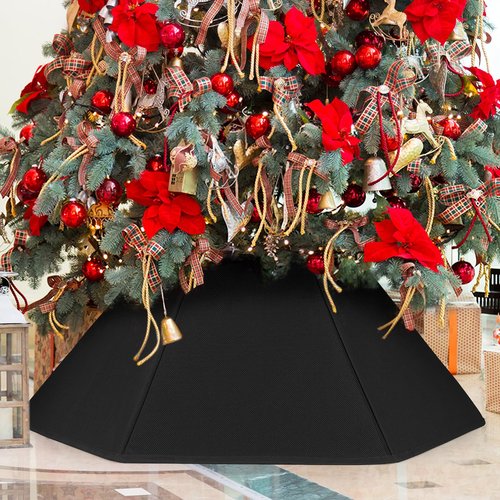 Christmas Tree Collar Black Hexagon Folable Christmas Ring Tree Skirt for Artificial Trees Base Stand Cover Xmas Trees Decoration
