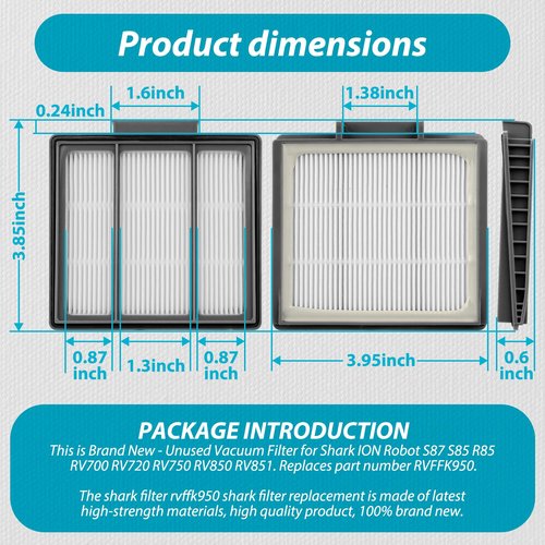 LEFITPA 4 Pack Replacement HEPA Filter for Shark RV1001AE RV1001 UR1005AE RV1101ARUS RVFFK950 Lot BB755 Vacuum Models