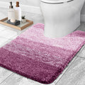 OLANLY Luxury Toilet Rugs - Extra Soft Microfiber U-Shaped Bath Mat 24x24 | Non-Slip Pinkish-Purple