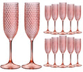 ZOMUIA 12 Pack Plastic Champagne Glasses Unbreakable Champagne Flute Acrylic Wedding Toasting Crystal Goblets Reusable Diamond Wine Glasses for Wedding Anniversary Birthday Party, Amber Gold 5.5 oz