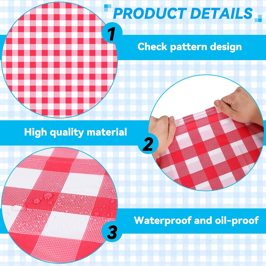 VAIPI Disposable Tablecloths - 12 Pack Pastel Plaid Gingham for Easter Parties | 108 x 54 Inch