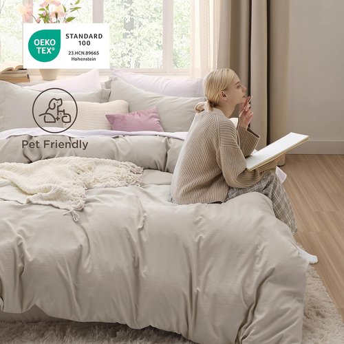 Bedsure Duvet Cover Set - Full Size 3-Piece Extra Soft Cotton-Like Bedding | 80x90 Inches with Zipper Closure