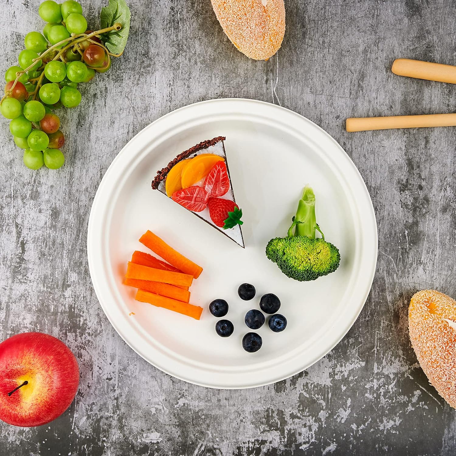 Vplus Compostable Paper Plates - 10.25 Inch Super Strong & Eco-Friendly | 150 Pack, 100% Biodegradable