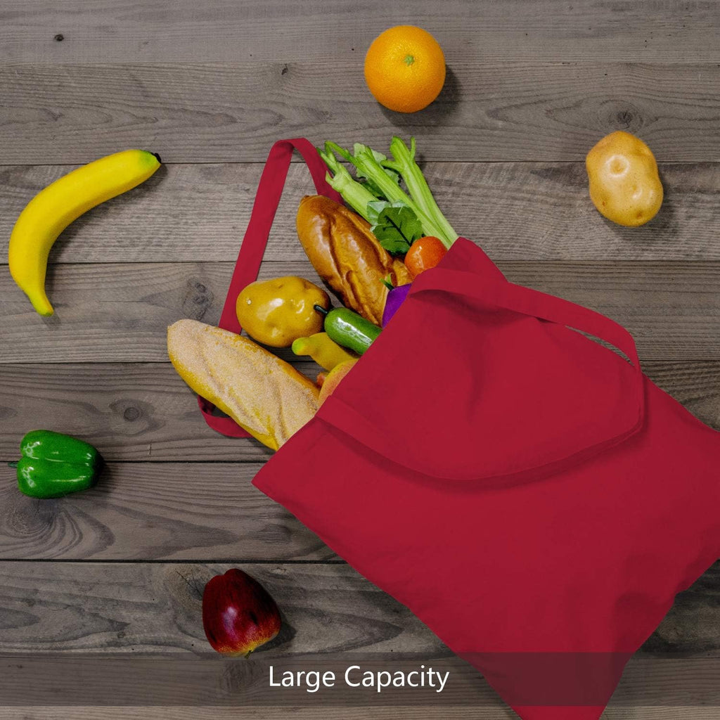TOPDesign 24-Pack Red Cotton Tote Bags - Lightweight Reusable Grocery Bags for DIY & Promotions