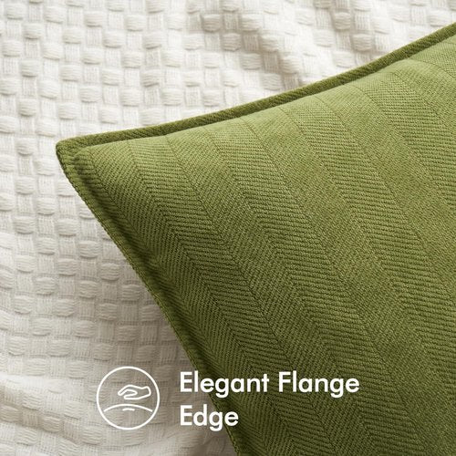 MIULEE Decorative Pillow Covers - Luxurious Soft Chenille in Moss Green | 18x18 Inch Farmhouse Style for Sofa & Bedroom