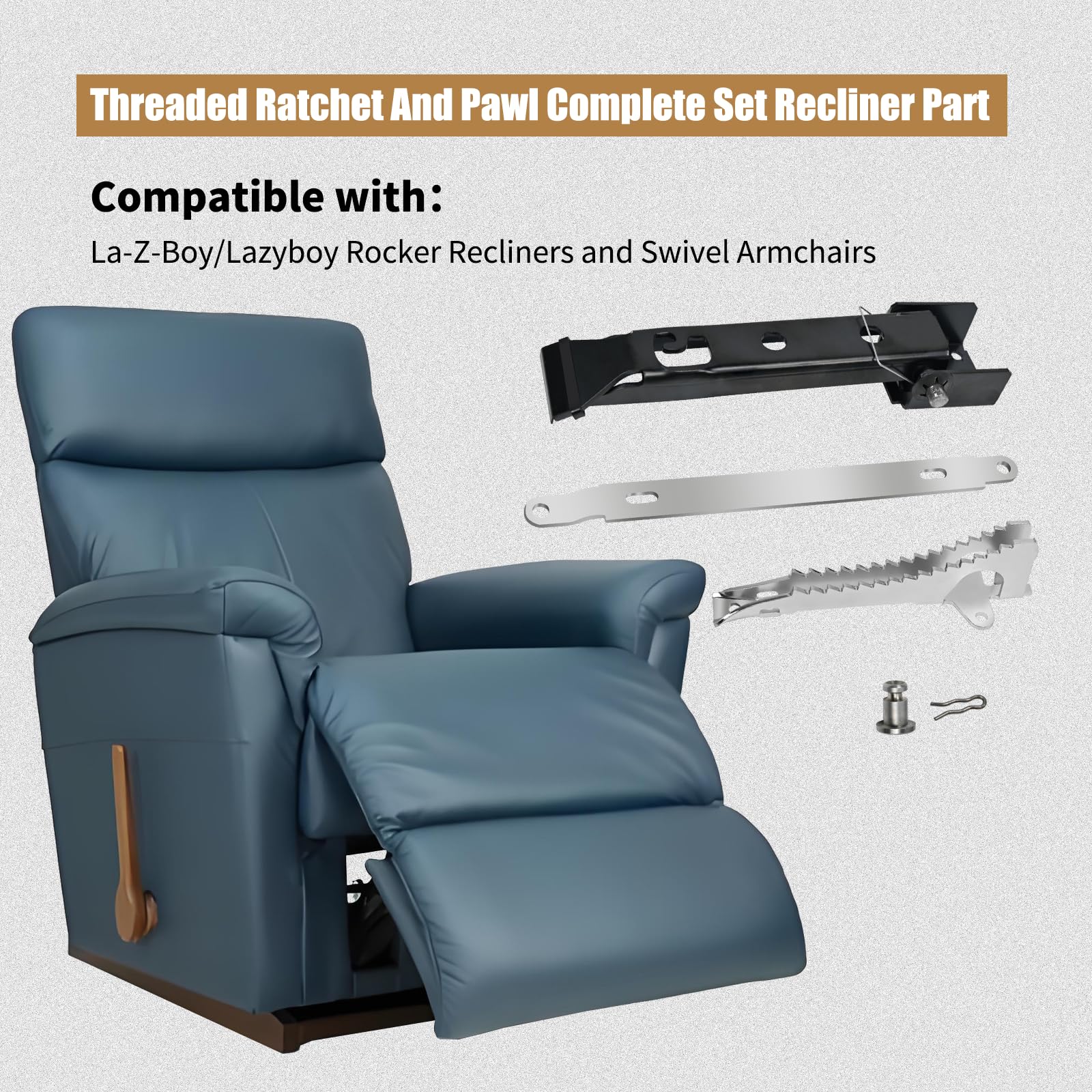 Vanshly Threaded Ratchet and Pawl Complete Set Recliner Part Compatible with La-Z-Boy/Lazyboy Rocker Recliners and Swivel Armchairs