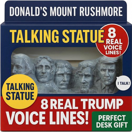 Donald Trump Mount Rushmore Talking Statue - Says 8 Lines in Trump's Real Voice, Funny Trump Gifts for Men, Patriotic Fathers Day & 250th Anniversary Desk Collectible for Offices & Man Caves