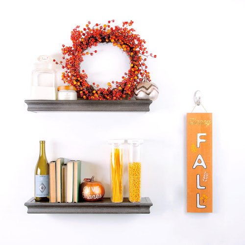 HIGH & MIGHTY 515612 Decorative 24" Floating Shelf Holds up to 20lbs, Easy Tool-Free Dry Wall Installation, Beveled, Retail Packaging, Espresso