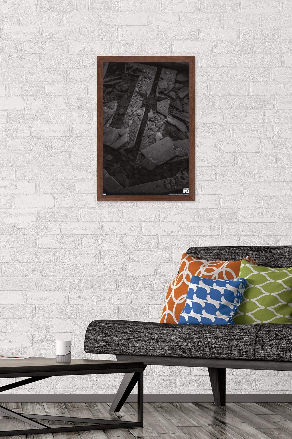 Trends International DC Comics Movie Zack Snyder's Justice League - Logo Wall Poster, 22.4L x 14.7W, Mahogany Framed Version