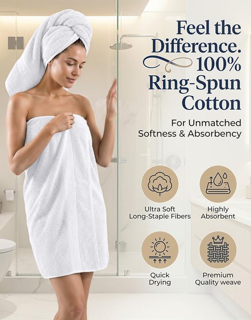 LANE LINEN 100% Cotton Bathroom Towel Set - Soft, Absorbent & Durable | 24-Piece Hotel Quality Set in White