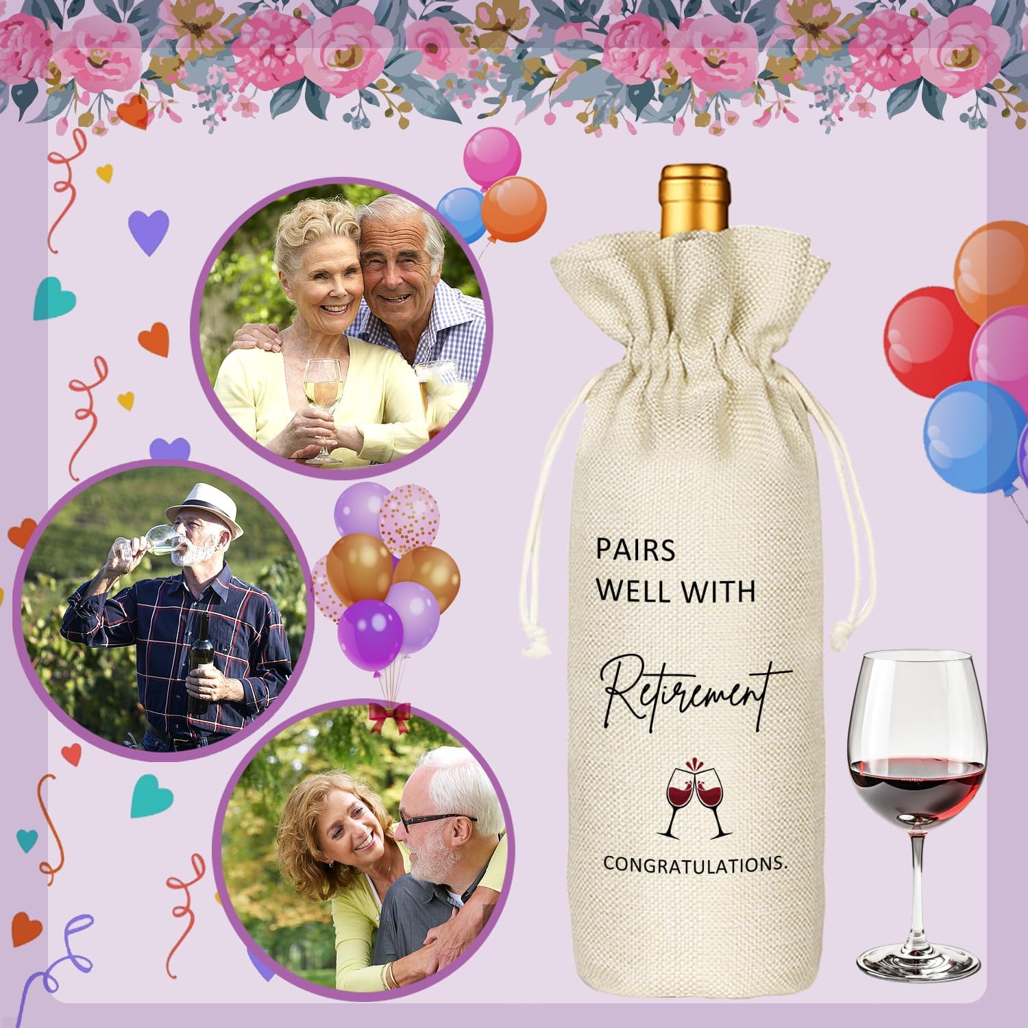 TBITON Retirement Gifts for Woman Men,Best Retired Wine Bag Gift Party Decor, Retired Gifts Leaving Gifts for Coworkers Boss,Pairs Well With Retirement