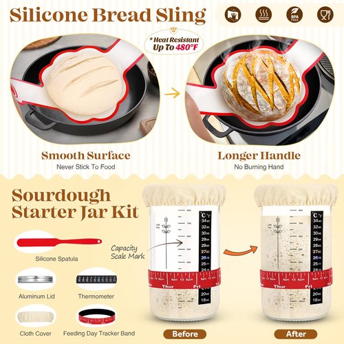 Sourdough Starter Kit, Sourdough Bread Baking Supplies, Sourdough Kit Home and Kitchen, Sourdough Starter Jar, Sourdough Jar, Bread Proofing Basket, Sourdough Bread Basket, Sour Dough Kit Tools