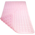 TEESHLY Bath Mat for Tub & Shower, Non Slip Soft Bathmat with Suction Cups & Drain Holes, Machine Washable Bathtub Floor Liner Mats for Bathroom, 35x16 Inch, Clear Pink