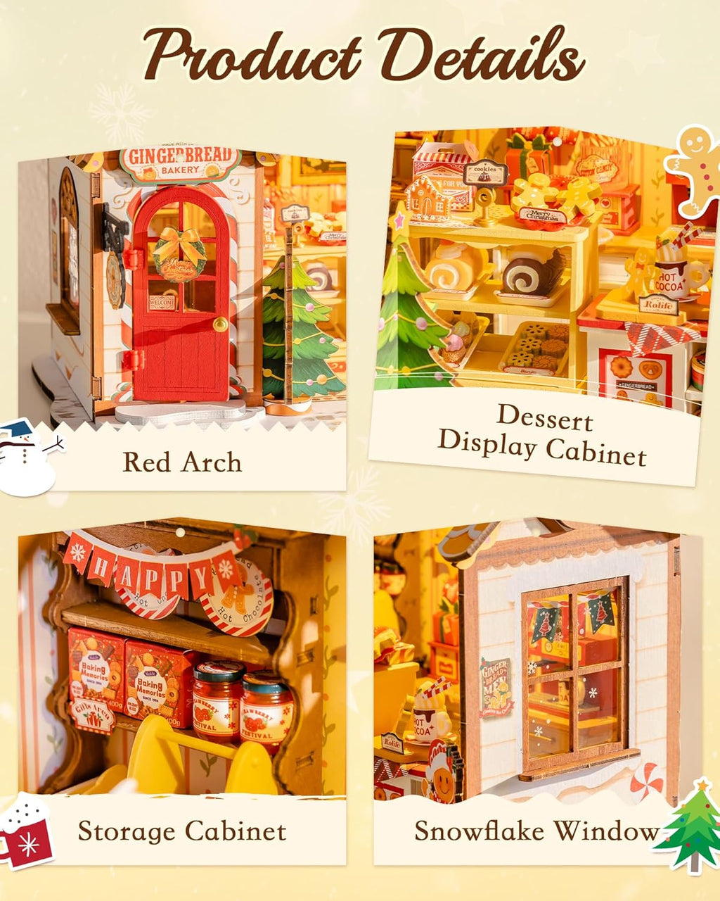 ROBOTIME Miniature House Kit - DIY Tiny Gingerbread Dollhouse for Family Gifts | Perfect for Halloween & Christmas