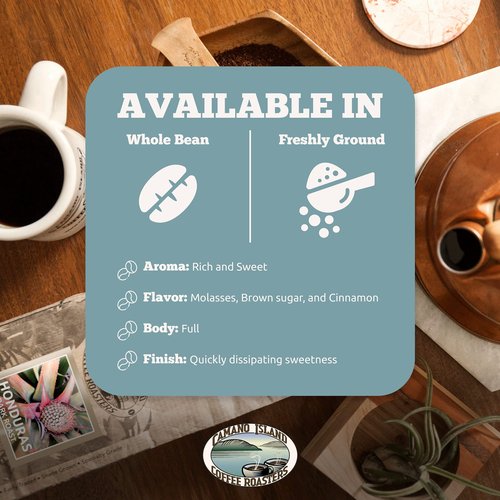Camano Island Coffee Roasters Roasters Honduras Dark Roast, Ground 2lb, Fresh Small Batch Roasted, USDA Organic, Fairly Traded, Shade Grown Top 1% Arabica - Molasses, Brown Sugar, Cinnamon Flavor