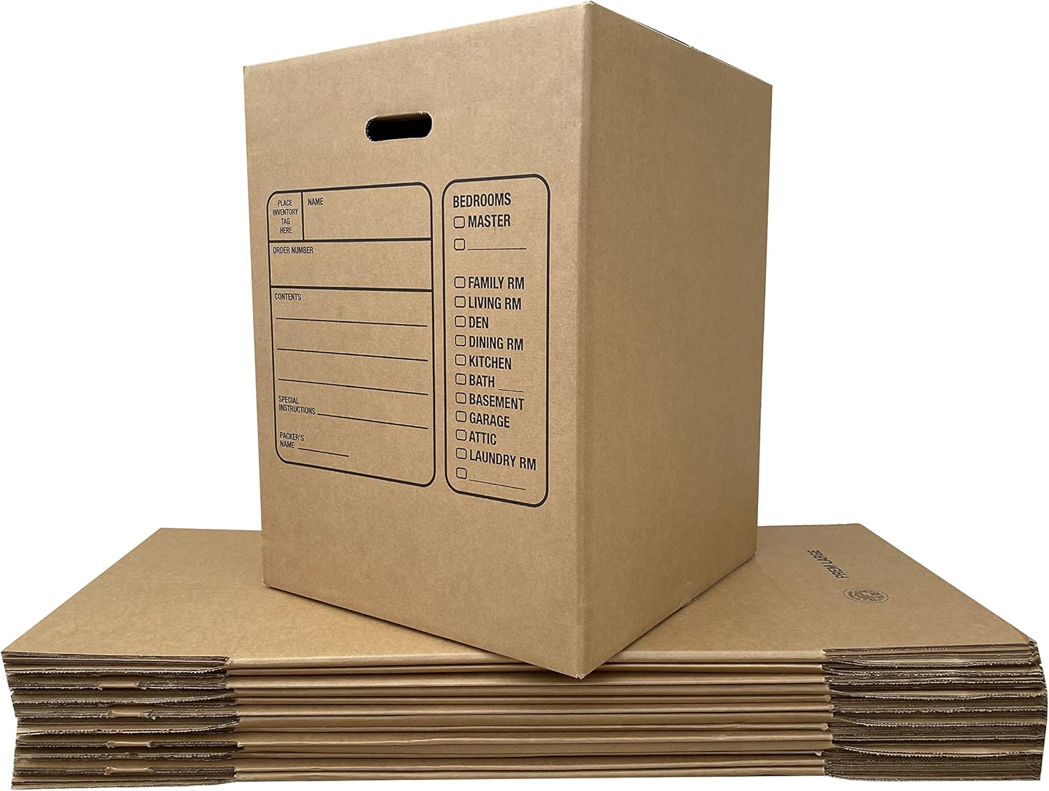 Uboxes Moving Boxes - Premium Large with Handles | 10 Pack, 18 x 18 x 24 Inches, Brown