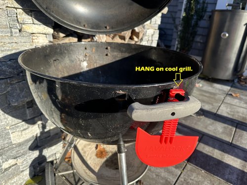 LavaLock Smok-n-Scrape Grill and Smoker Scraper, Residue Remover Cleaning Tool for Weber Kettle, Weber Smokey Mountain, UDS, WSM (Red Smoke-n-Scrape)