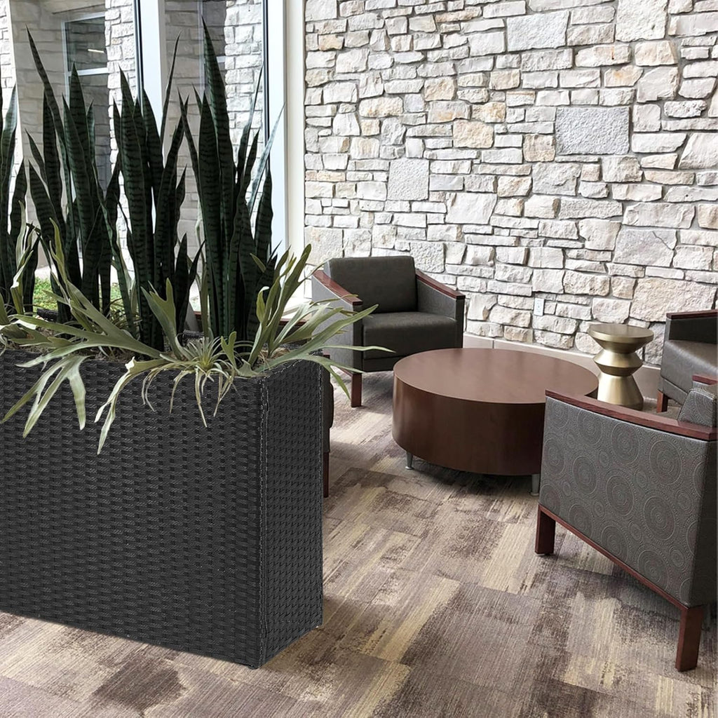 SUNNYPARK Tall Rectangular Planter - All-Weather PE Rattan for Indoor/Outdoor Use | Large Garden Box