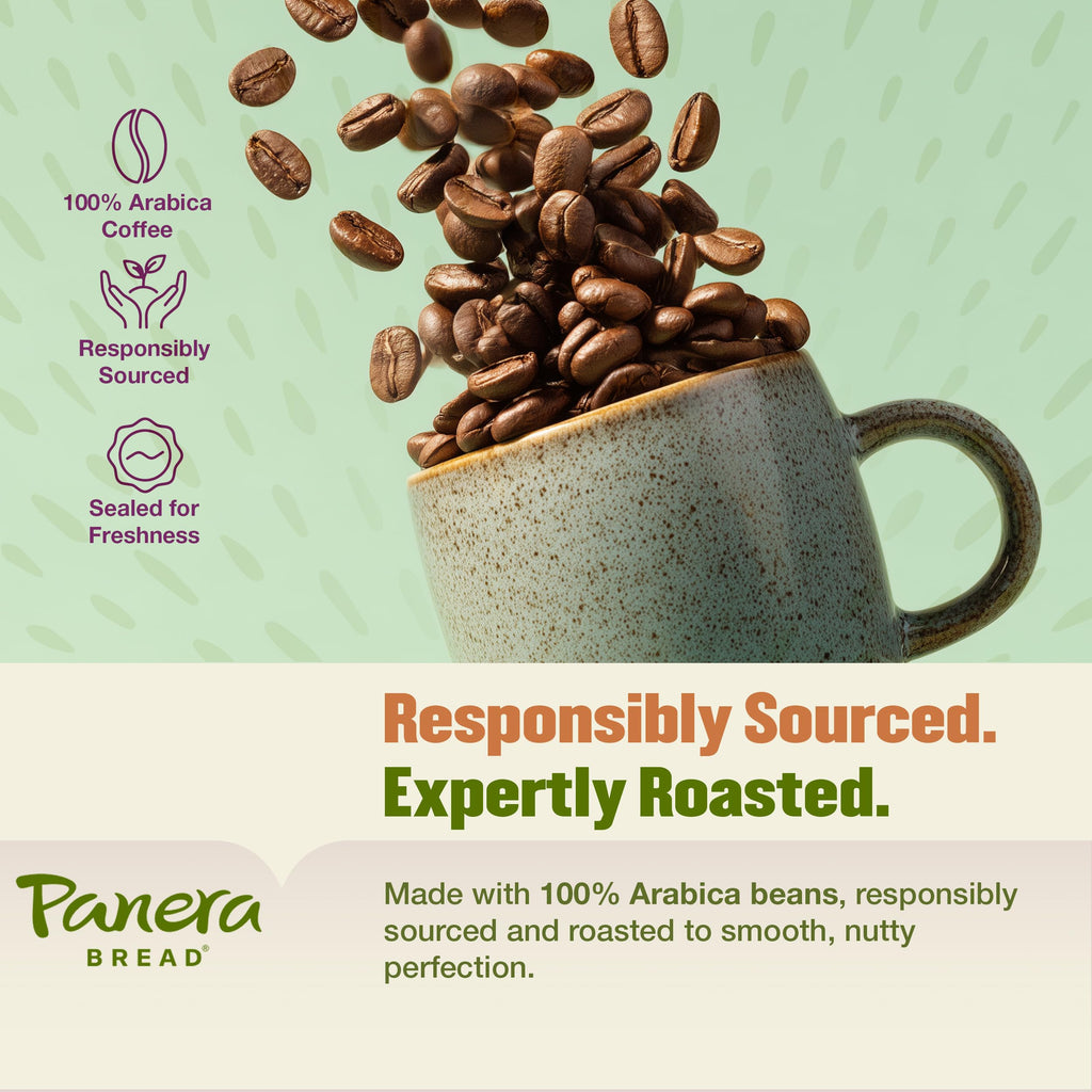 Panera Light Roast Ground Coffee, 100% Arabica, Sustainably Sourced – Smooth, Bright & Balanced Flavor – Clean Label, No Artificial Ingredients – Kosher, Gluten-Free 12oz Bag Pack of 6 (72oz Total)