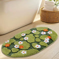 Naoloture Green Floral Moss Bathroom Rug Bath Mat, Ultra Thick Soft 3D Aesthetic Decor Cute Tufted Bath Rugs, Non Slip Absorbent Washable Moss Carpet for Shower Floor Sink Bedroom, 20x32 Inch